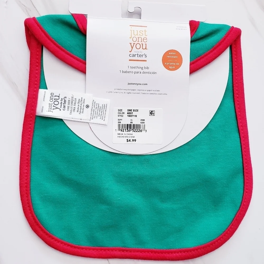 Carter's Teething Bib Water Resistant Holiday New